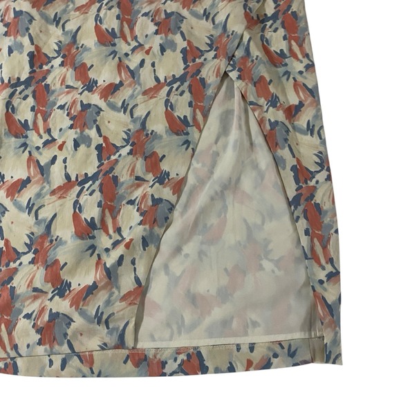 Abercrombie & Fitch Paint Print Midi Skirt Large Wide Slit Dainty Summer Spring - Picture 2 of 9